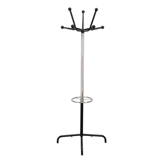 Italian Chrome and Lacquered Iron Coat Rack with Plastic Ball Hooks, 1970s For Sale