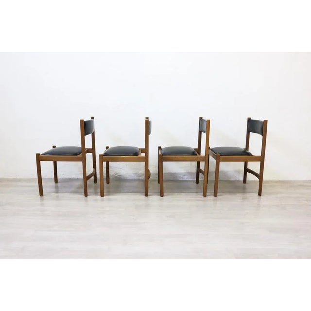 Wood Black Leather Chairs from Isa Bergamo, Italy, Set of 4 For Sale - Image 6 of 12