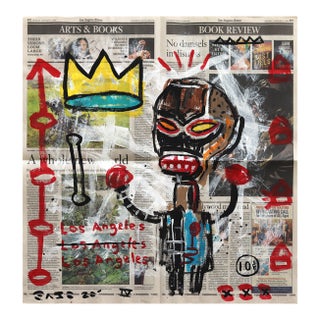 Boxing for the Crown - Original Pop Street Art Acrylic Painting on Newspaper by Gary John For Sale