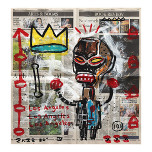 Boxing for the Crown - Original Pop Street Art Acrylic Painting on Newspaper by Gary John