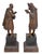 Pair of French Patinated Bronze Sculptures of "Moliere" and "Cornielle", late 19th century, each standing playwright on a...