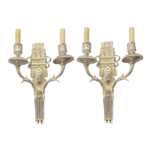 Pair of 1900 Silver Plated Neoclassic Caldwell Sconces