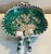 Vintage Italian Vietri Earthenware Pottery Handpainted Leaping Deer Emerald Green Salad Service for 8 For Sale - Image 4 of 12