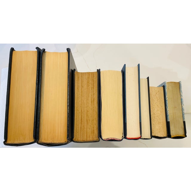 Decorative Blue Book Set, Curated Navy and Gold Literary Collection - Vintage American Dictionary & Oxford Books - Set of 8 For Sale - Image 4 of 4