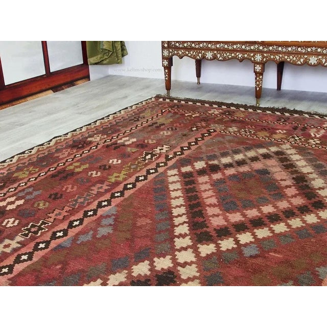 Brown Afghan Kilim Rug, 1980s For Sale - Image 8 of 13