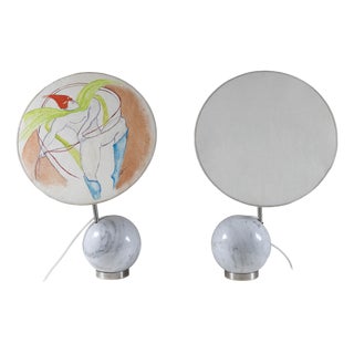 Table Lamps with Marble Base, 1970s, Set of 2 For Sale