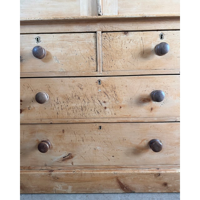 Light Yellow Antique English Linen Press For Sale - Image 8 of 18