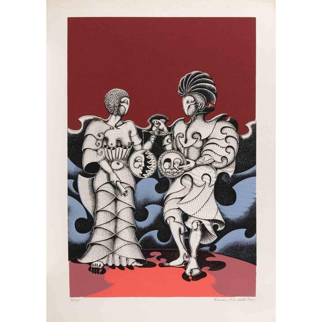Lithograph on paper. Hand signed and numbered in pencil. Edition of 120. This color lithograph by Francesco Paolo Delle...