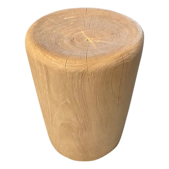Andrianna Shamaris Bleached Teak Wood Side Table or Stool For Sale