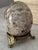 Campaign Vintage Jasper Stone Egg on Brass Stand With Scroll Feet For Sale - Image 3 of 6
