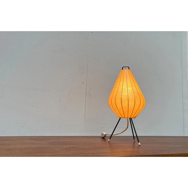 Mid-Century Modern German Minimalist Cocoon Tripod Table Lamp by Friedel Wauer for Goldkant Leuchten, 1960s For Sale - Image 15 of 18