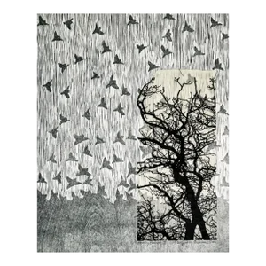 Healing Branch II Collage and Woodcut