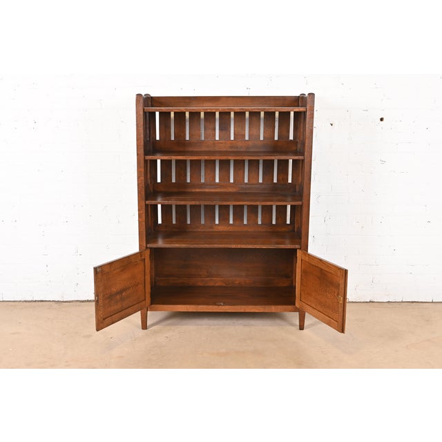 Stickley Brothers Stickley Brothers Style Antique Mission Oak Arts & Crafts Bookcase, Newly Refinished For Sale - Image 4 of 10