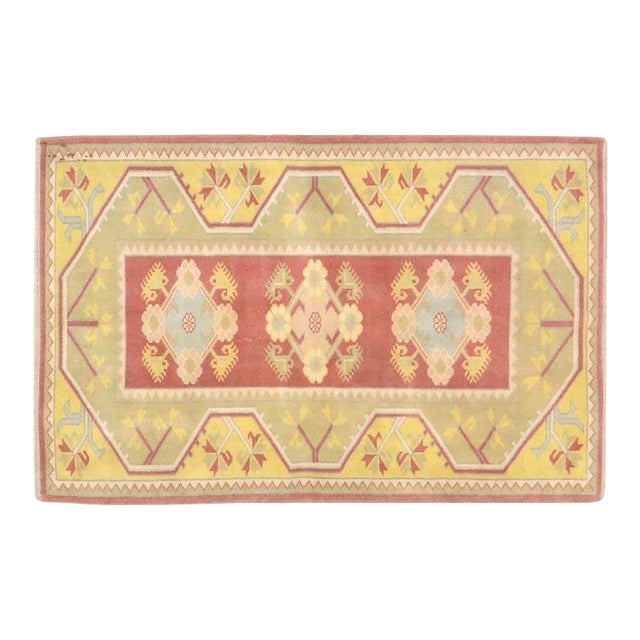 Vintage Turkish Anatolian Hand Knotted Wool Rug,2'7"X4'1" For Sale