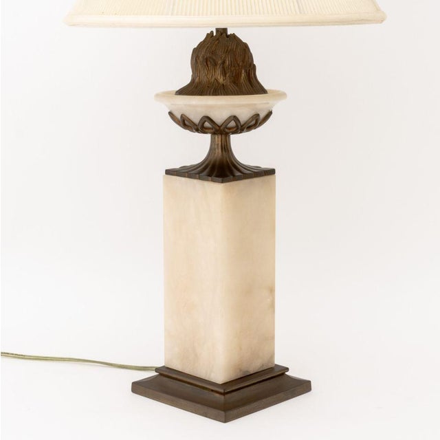White Neoclassical Style Marble Urn Form Lamps, Pair For Sale - Image 8 of 8