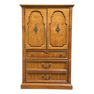 Thomasville Furniture Serenade Collection Burled Walnut Italian Neoclassical Tuscan Style 40" Armoire 21211-340 For Sale