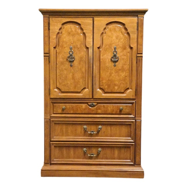 Thomasville Furniture Serenade Collection Burled Walnut Italian Neoclassical Tuscan Style 40" Armoire 21211-340 For Sale