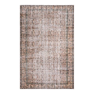 1970s Vintage Turkish Handmade Wool Cotton Beige Area Rug For Sale