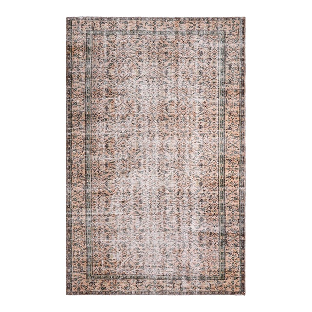 1970s Vintage Turkish Handmade Wool Cotton Beige Area Rug For Sale