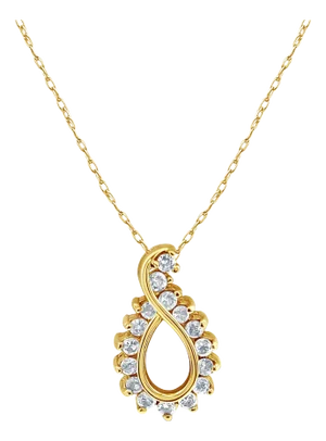 Diamond Teardrop Necklace .33cttw 14k Yellow Gold 16"