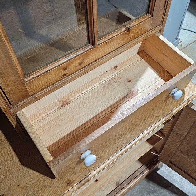 Vintage English Pine Kitchen Dresser With Plate Rack & Wine Storage For Sale - Image 11 of 13