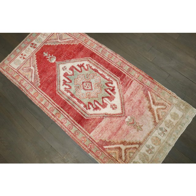 Vintage Red Pink Turkish Anatolian Small Rug - 2'3" x 4'9" For Sale - Image 4 of 6