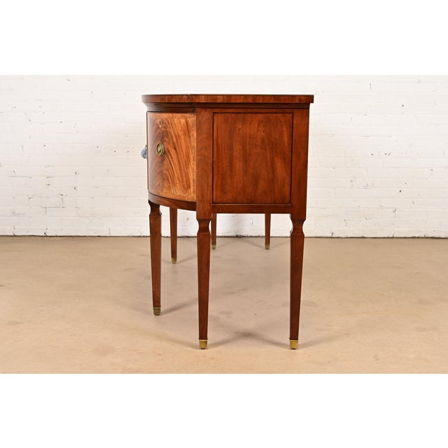 Baker Furniture Stately Homes Sheraton Bow Front Inlaid Mahogany Sideboard For Sale - Image 13 of 15