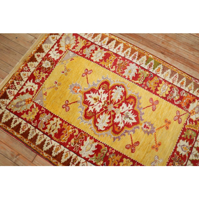Early 20th Century Zabihi Collection Bright Yellow Turkish Melas Rug - 3'3" x 4'8" For Sale - Image 10 of 10