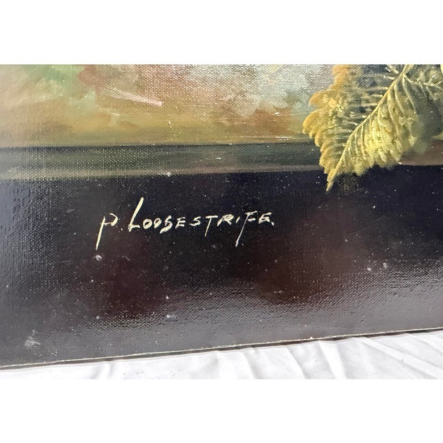 Paint Large Vintage Original P. Loosestrife Still Life Fruit Grapes Oil Painting For Sale - Image 7 of 13