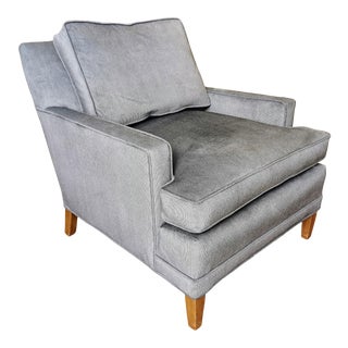 1960s Knoll Style Tuxedo Lounge Chair in Pin Stripe Charcoal Velvet For Sale