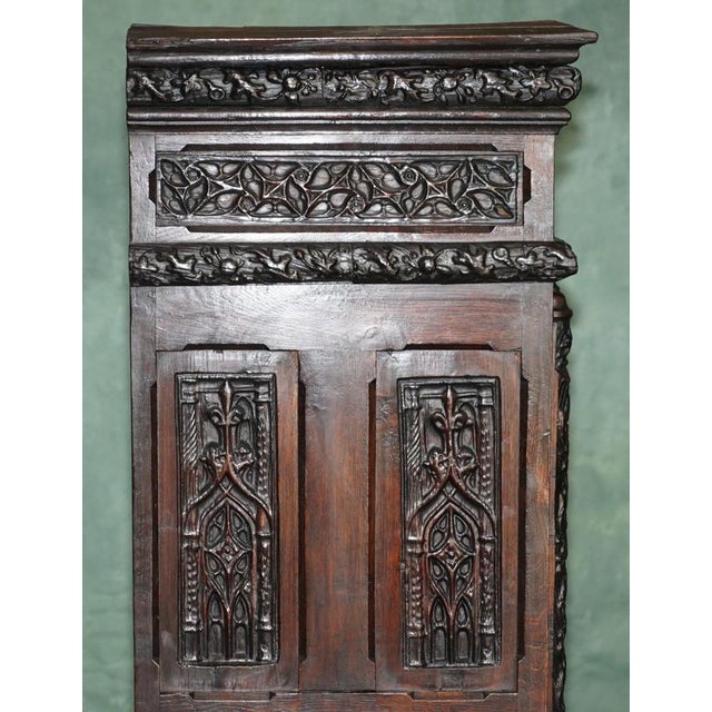19th Century French Gothic Revival Carved Oak Cabinet For Sale - Image 14 of 18