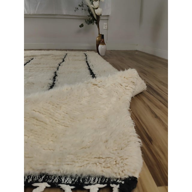 Contemporary Black White Checkerboard Wool Moroccan Rug For Sale - Image 15 of 15