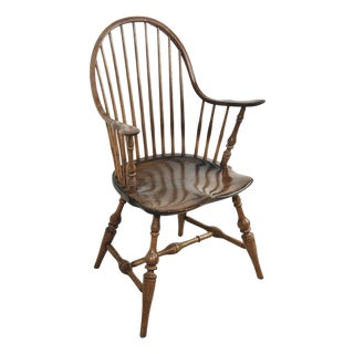 Antique Continuous-Arm Windsor Spindle-Back Wooden Armchair For Sale