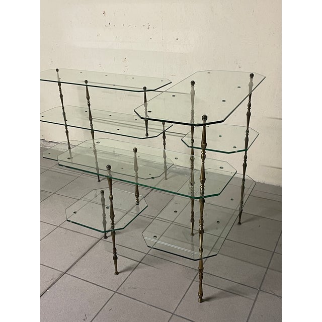 Modular Glass and Brass Etageres, Italy, 1950s, Set of 3 For Sale - Image 12 of 18