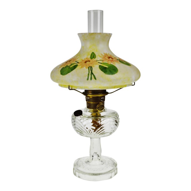 Vintage Washington Drape Aladdin Oil Lamp with Hand Painted Shade