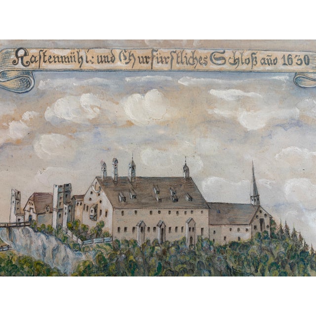 Folk Art 1930s Wolfratshausen Castle With the Kastenmühle: For Sale - Image 3 of 7