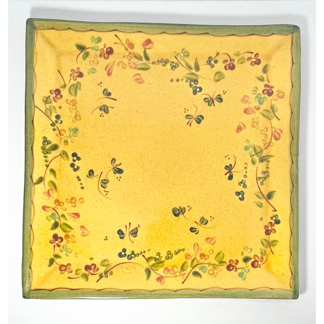 Terre e Provence Yellow & Green Large Earthenware Square Tray Platter 14” Excellent condition. No chips, cracks, or...