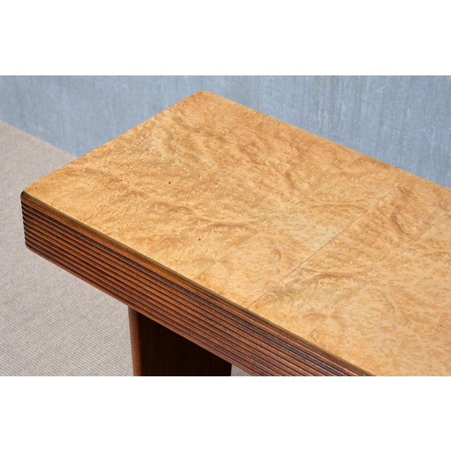 Grissinato Console Table in Walnut and Burl attributed to Gio Ponti, Italy, 1930s For Sale - Image 3 of 15