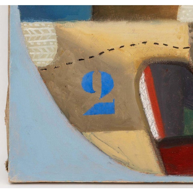 1970s Max Papart "Blue No. 2" Oil on Canvas For Sale - Image 5 of 9
