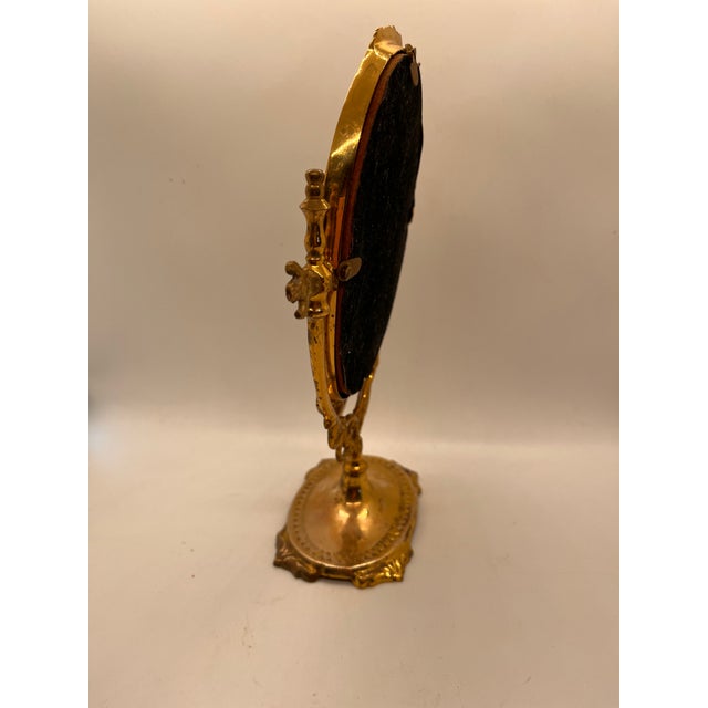 French Vintage French Brass Vanity Table Mirror For Sale - Image 3 of 8