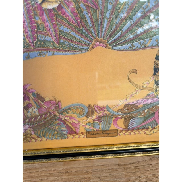 African Pair of Framed Salvatore Ferragamo Vintage Leopard Silk Scarves, Circa 1980s–1990s For Sale - Image 3 of 6