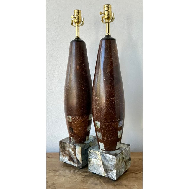 Contemporary Vintage Boho Coconut Shell Lamps - A Pair For Sale - Image 3 of 12