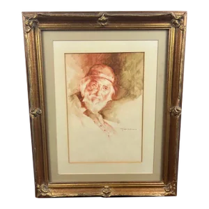 Ted Goerschner Original Oil Painting "The New Arrival" Oil on Rag Paper, Framed