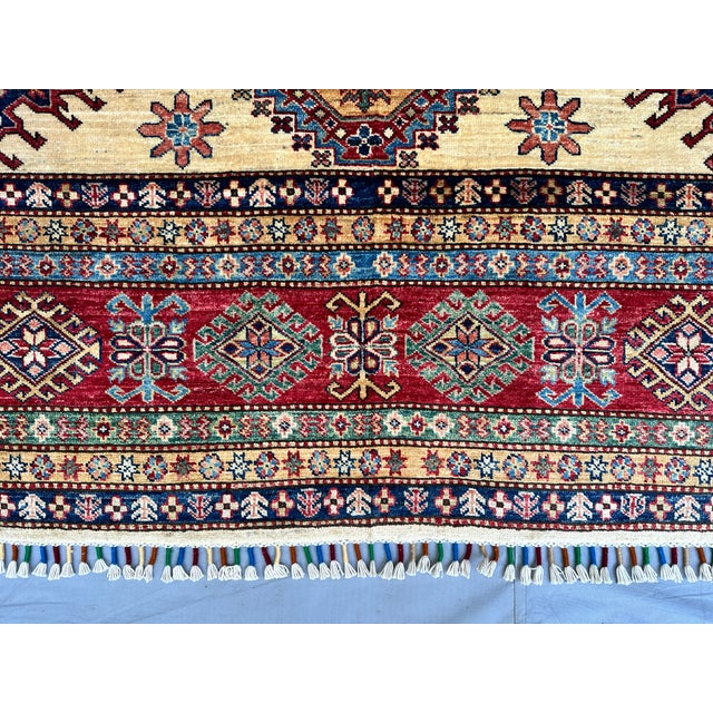 Hand-Knotted Afghan Kazak Wool Area Rug - 8'10" X 11'10" For Sale - Image 11 of 15