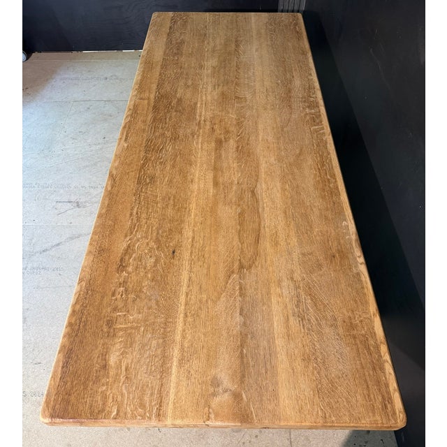 French Bleached Oak Farmhouse Dining Table, 1920s For Sale - Image 9 of 18