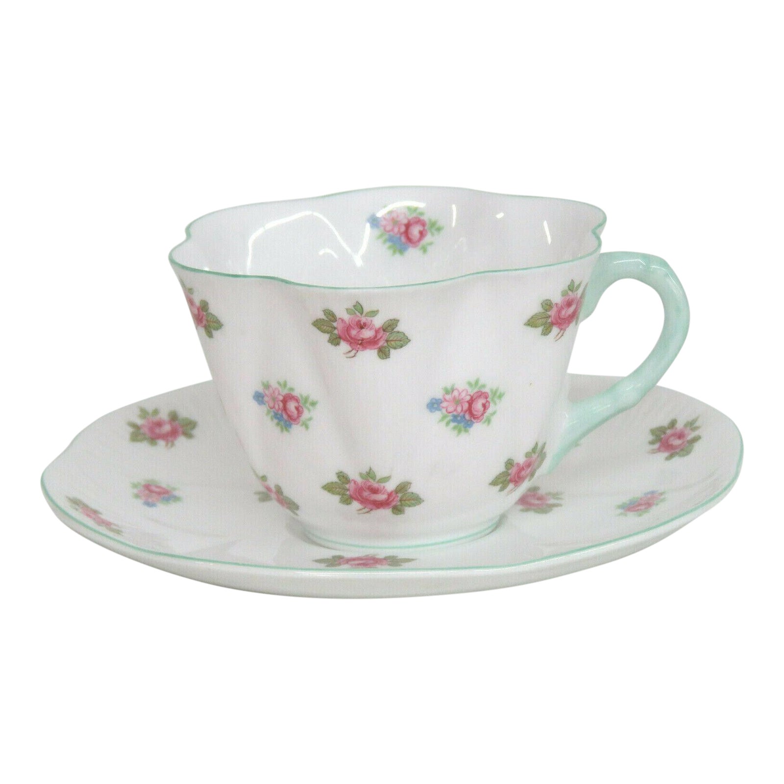 Shelley Rosebud England Fine Bone China Tea Cup and Saucer Chairish