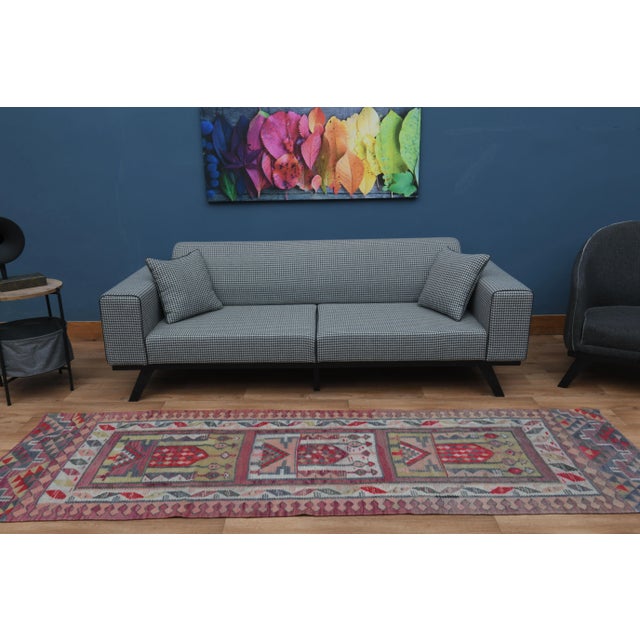 1970s Vintage Turkish Oushak Handmade Wool Cotton Pink Runner Rug For Sale - Image 11 of 11