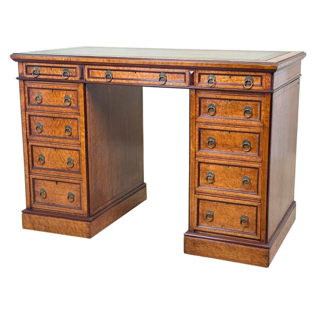 Small English Birdseye Maple Pedestal Desk, 1840 For Sale - Image 14 of 14