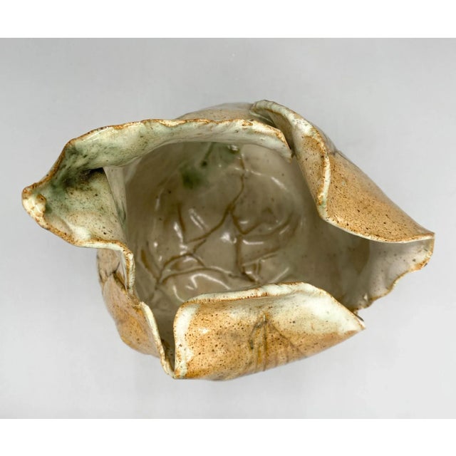 Late 20th Century Vintage Signed Studio Pottery Leaf Vase by Linnea – Rustic Modern / Handcrafted For Sale - Image 5 of 13