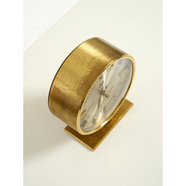 Gold Round Brass Table Clock by Schatz, Germany, 1960s For Sale - Image 8 of 18